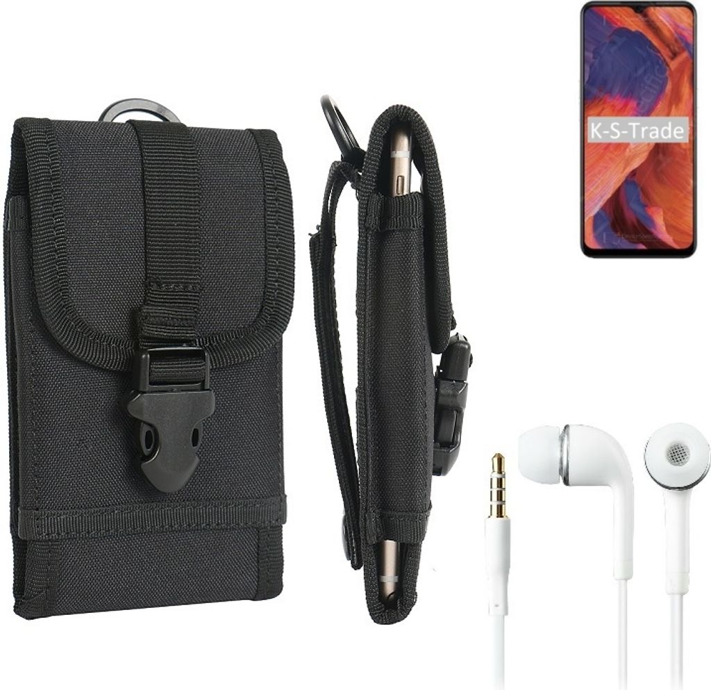 K-S-Trade Holster Schutz Hülle kompatibel mit Nokia 3.4 Gürteltasche Handy Hülle Tasche outdoor Seitentasche schwarz 1x + Kopfhörer