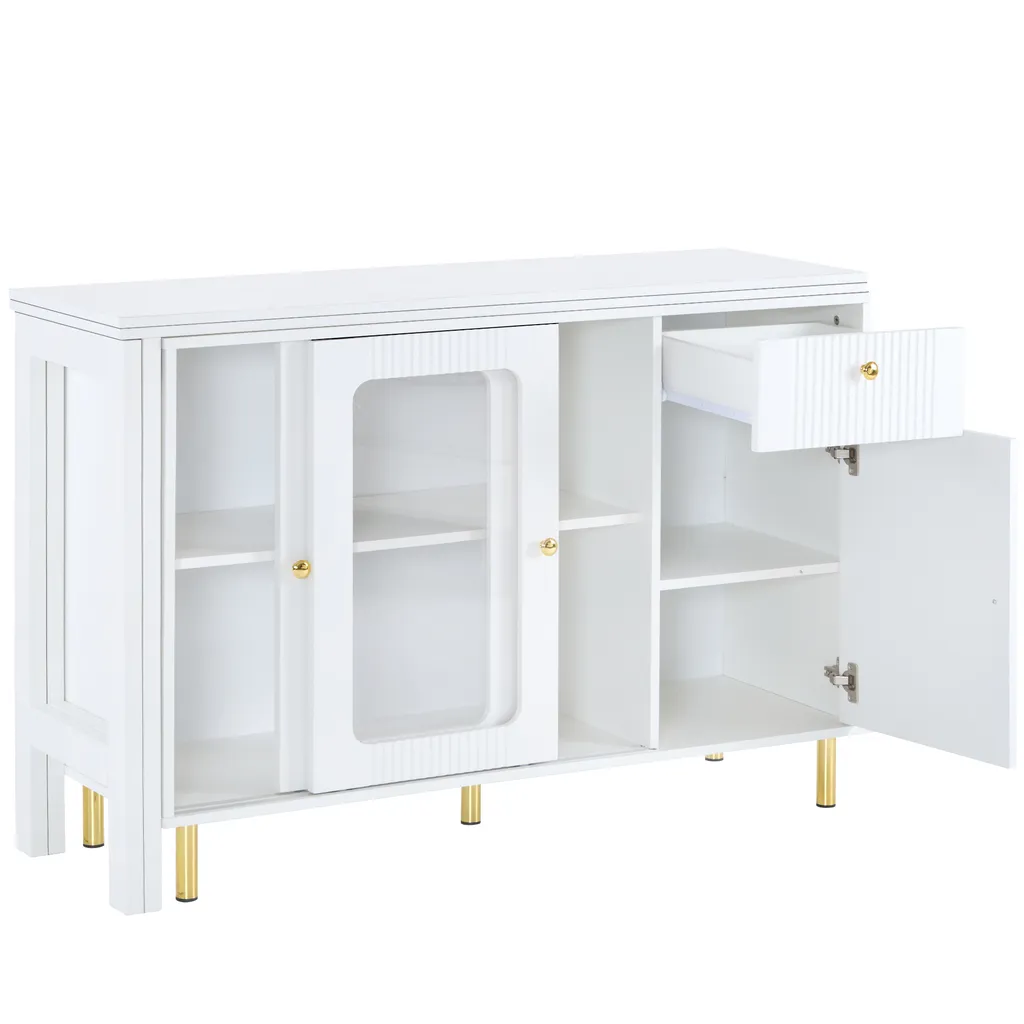 Buffet AIORBER blanc avec table extensible et pieds dorés - 9