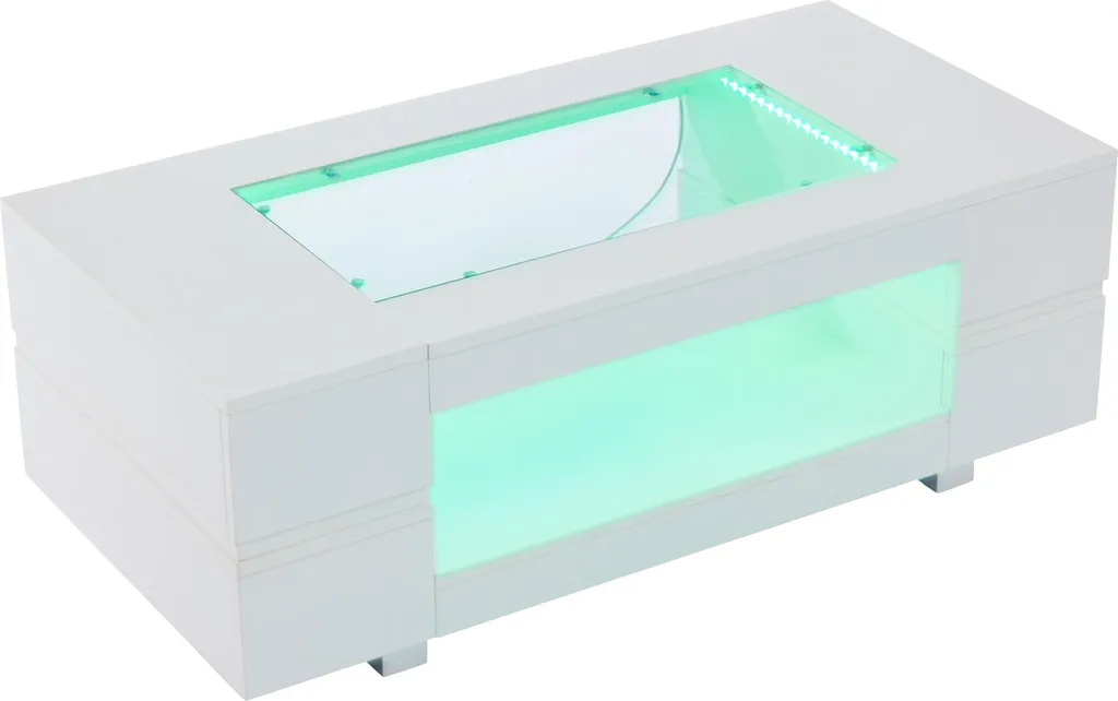 Sweiko Table Basse LED Blanche Bluetooth - Table de Salon Design Moderne - 19