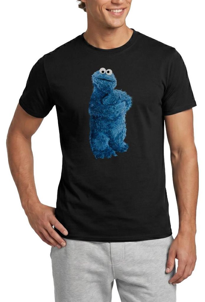 Spreadshirt Sesamstraße Krümelmonster Pose Männer T-Shirt, XL, Schwarz