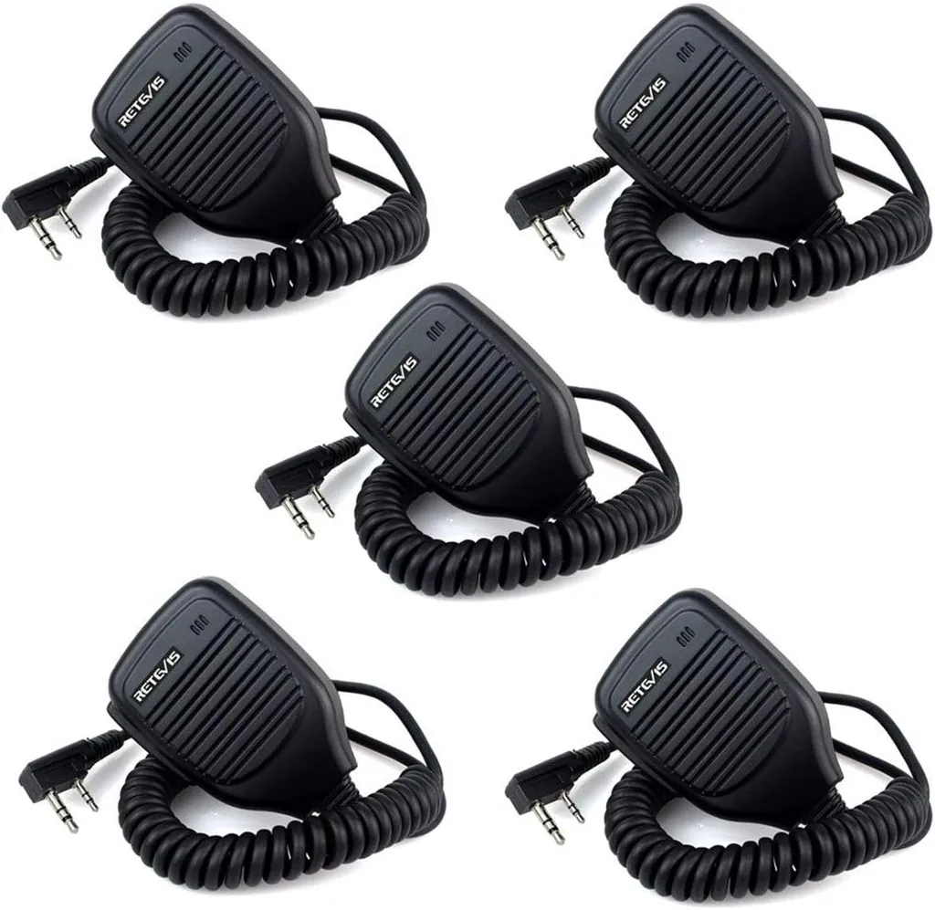 Retevis Microphone Déporté Double Bande pour RT24 RT27 UV-5R - 5 Pièces