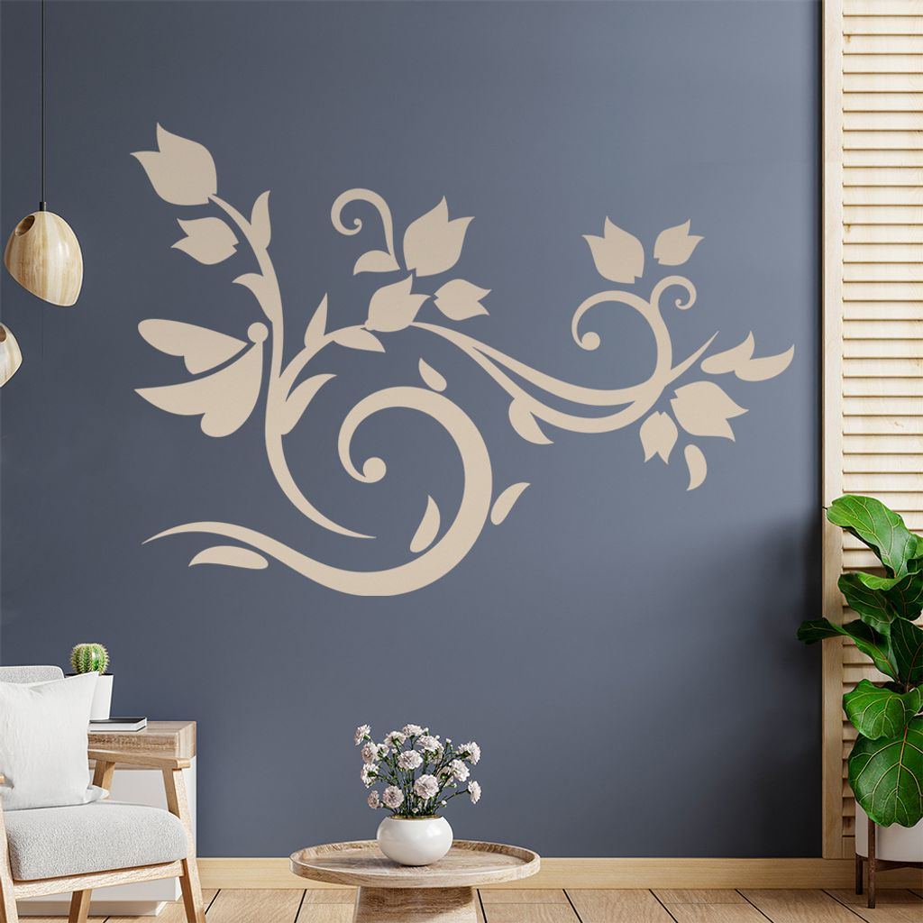 Falter Schmetterling Ranke Wandtattoo in 6 Größen - Wandaufkleber Wall Sticker - Dekoration, Küche, Wohnzimmer, Schlafzimmer, Badezimmer