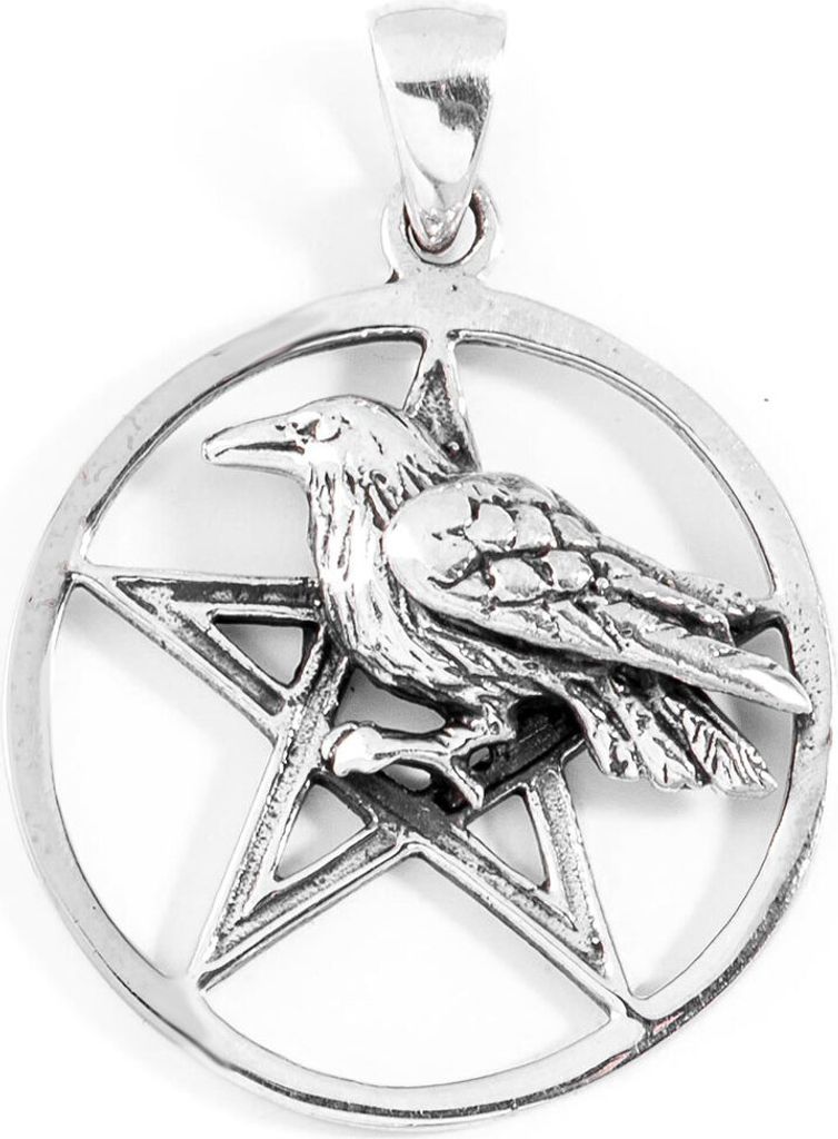 Rabenpentagramm Schmuck Anhänger 925er Silber - Pentagramm - 30x22mm