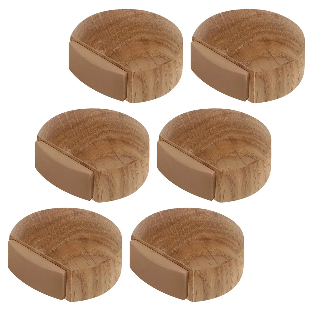 Arrêt de porte en bois de chêne adhésif - Lot de 6 butoirs de sol discrets