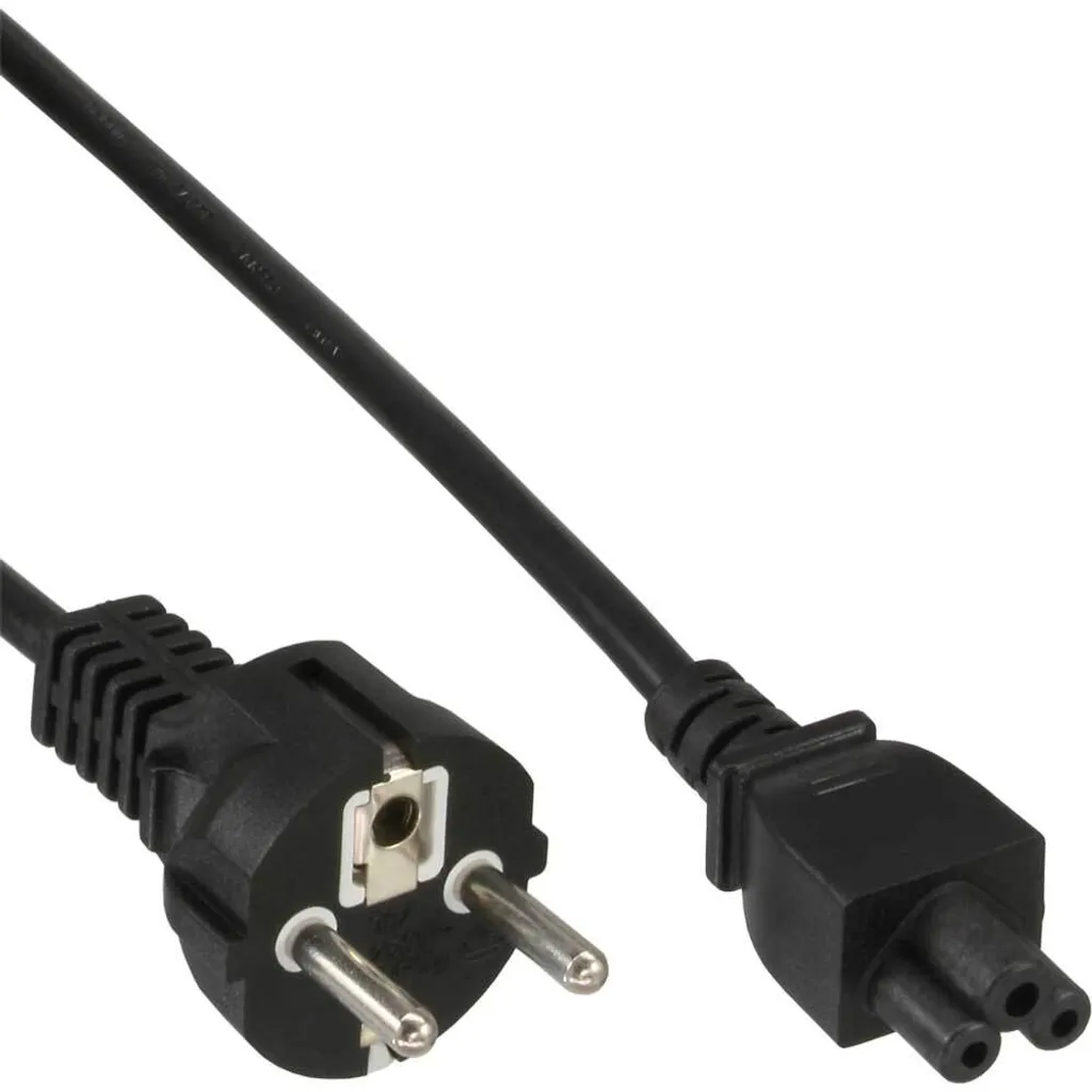 InLine® 16656B Netzkabel für Notebook, 3pol Kupplung, schwarz, 5m