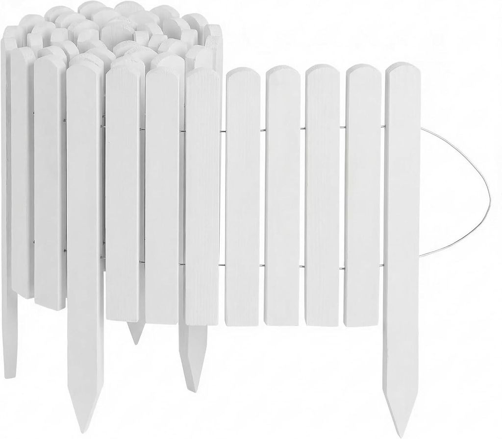 Creative Home Rasenkante Beeteinfassung Holz 200 x 10 cm (L x H) Weiß