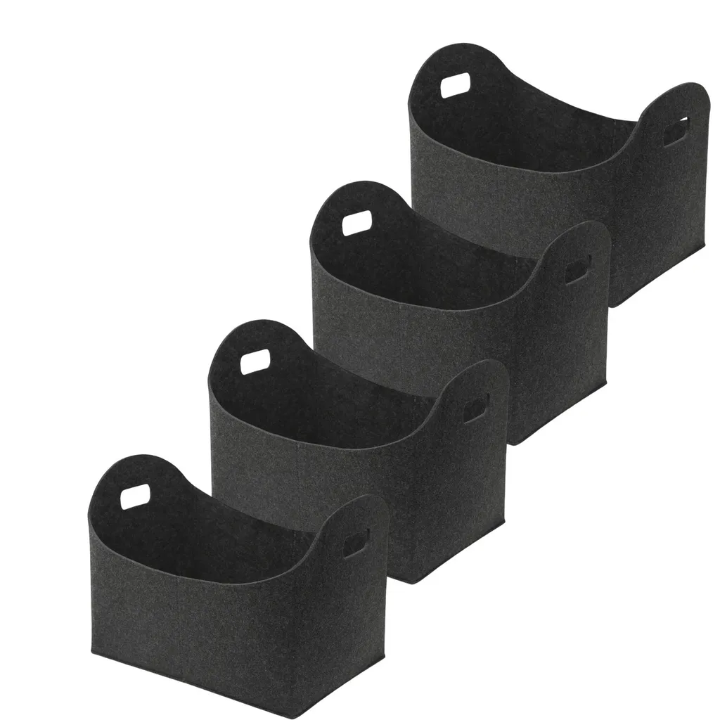 Jopassy borse in feltro per legna da ardere 4 pezzi 44 x 31 x 34 cm grigio borsa per legna da ardere cesto pieghevole in feltro cesto per legna da ardere borsa per la spesa