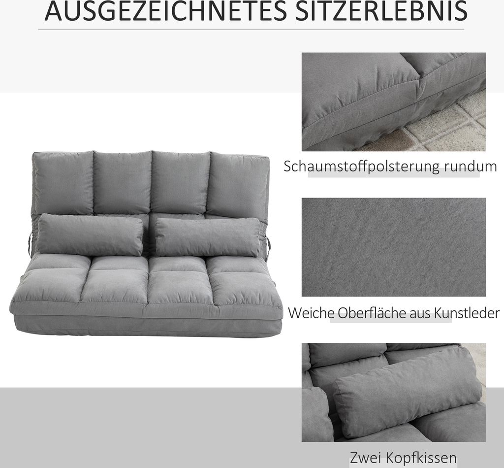 HOMCOM Bodenstuhl 2-in-1 Bodensessel Bett mit Rückenlehne 3 Produktbild 6