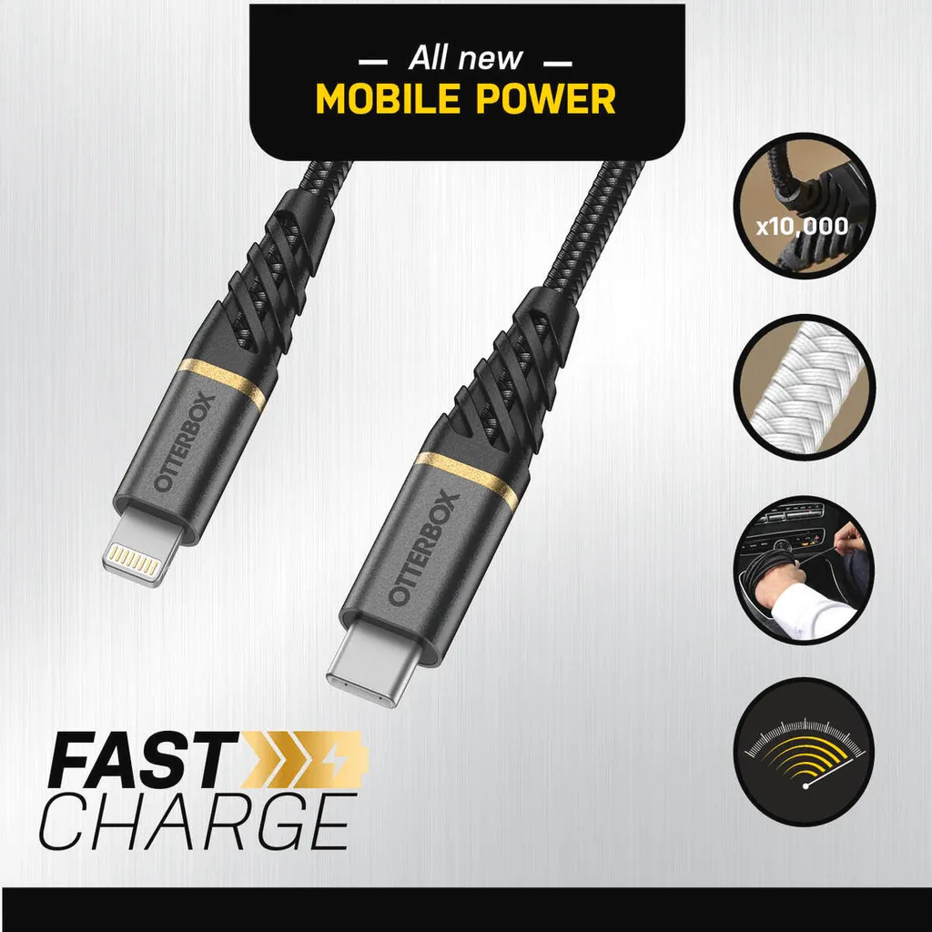 Câble de charge rapide USB-C vers Lightning 1M OtterBox Premium PD