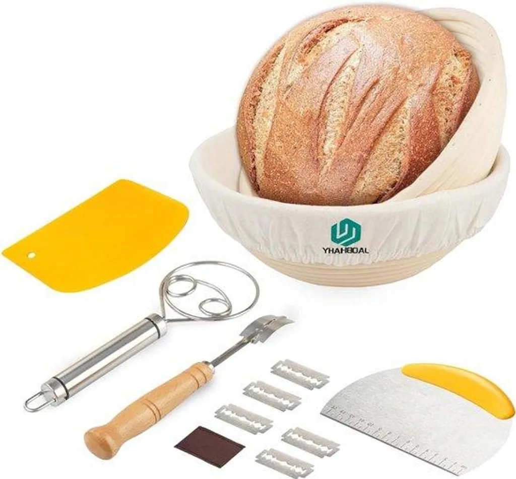 Kit pour faire son pain maison : corbeille 23cm et outils de coupe