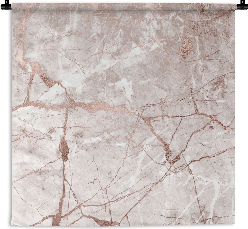 MuchoWow Wandteppich Wandbehang Marmor - Rosa - Rose - Gold 150x150 cm Tapisserie Dekoration Wandtuch - Wohnaccessoires - Modernes