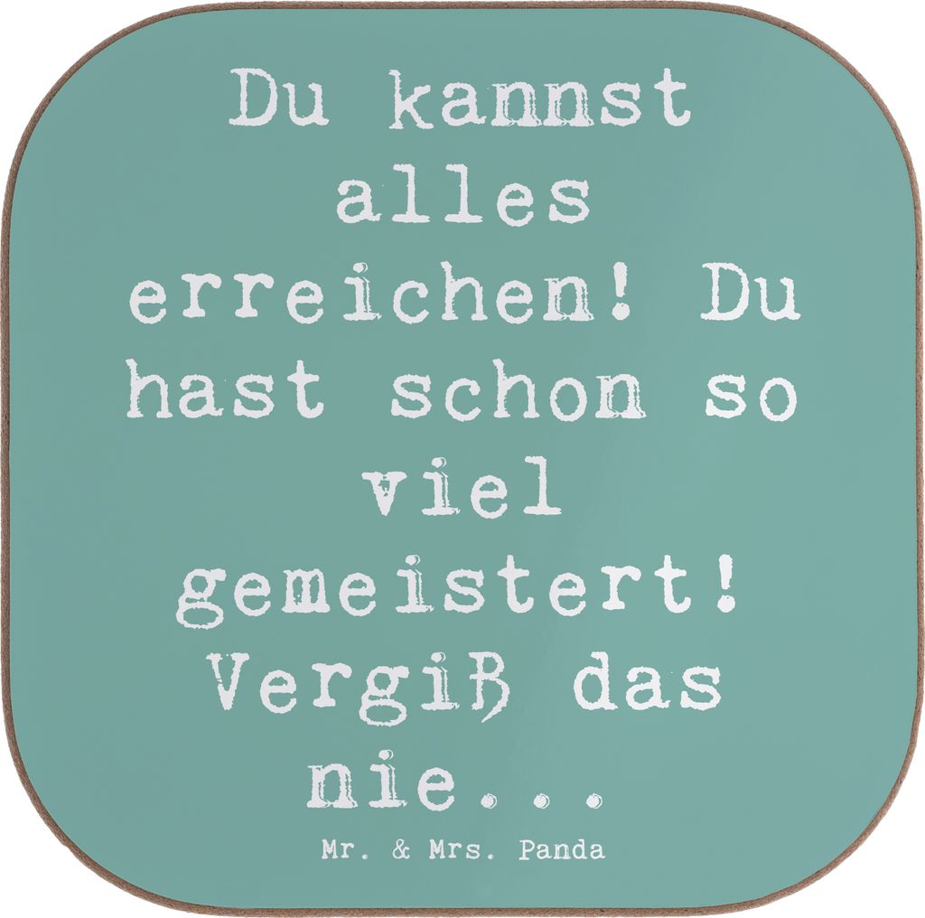 Mr. & Mrs. Panda Untersetzer Glas Spruch Selbstvertrauen stärken - Meeresbrise - Geschenk, Design, glücklich, Tassenuntersetzer, Zitat, Motivatio...