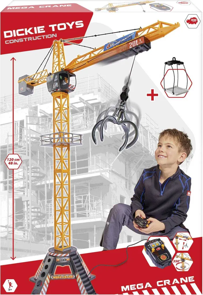 Grue de Chantier 120 cm Dickie Toys 203462412 - Grue Filaire Enfant