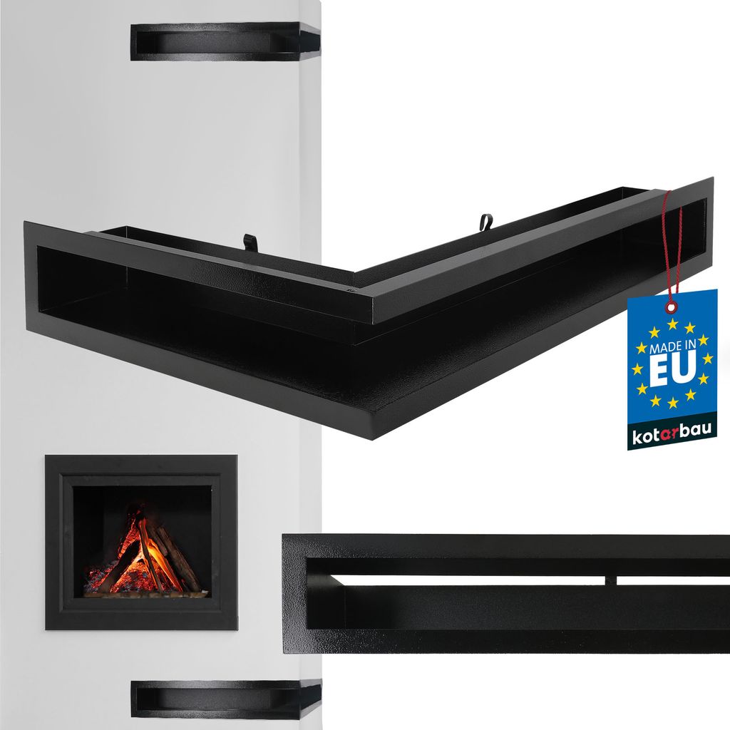 KOTARBAU Kamin Eck Luftleiste 40/60 cm Rechts Lüftungsgitter eckig Schwarz pulverbeschichteter Stahl Belüftungsgitter Luftgitter Warmluftgitter...