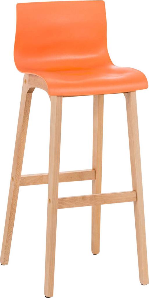 DELUKE Barhocker DELHI - Orange, Holz | Barhocker mit Lehne Barstuhl Tresenhocker Tresenstuhl Kneipenhocker Kneipenstuhl