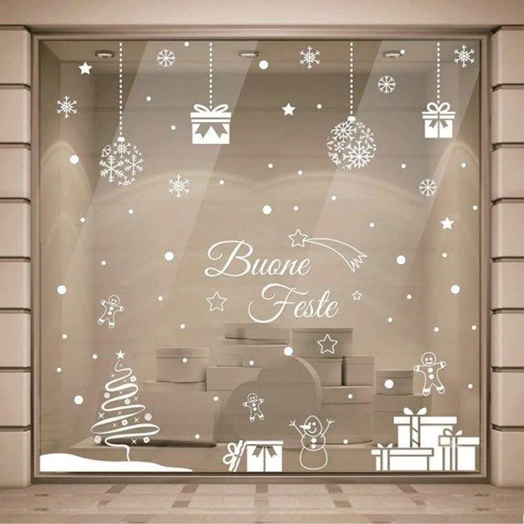Film électrostatique Noël blanc 4 m² pour vitres et fenêtres amovible