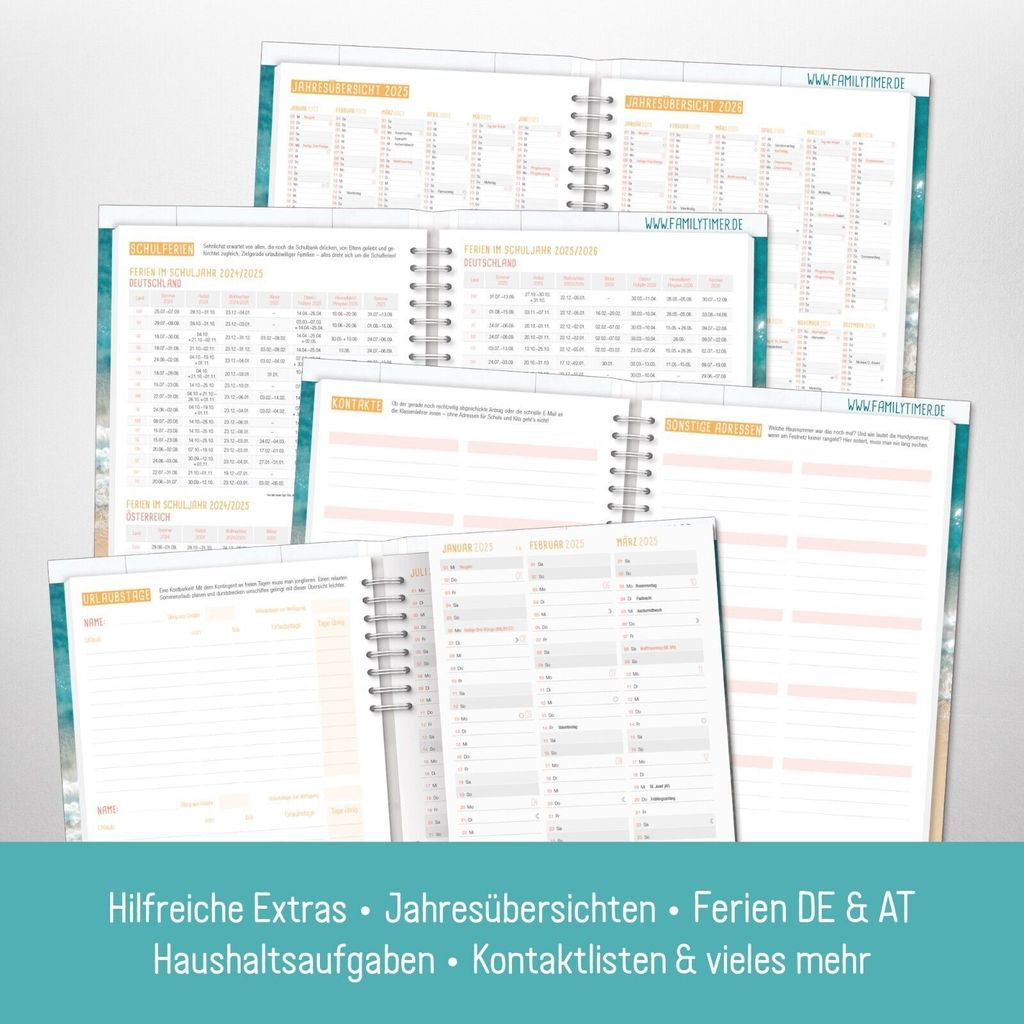 Family-Timer 2025 / 12 Monate / Summer Beach / Häfft-Verlag Produktbild 5