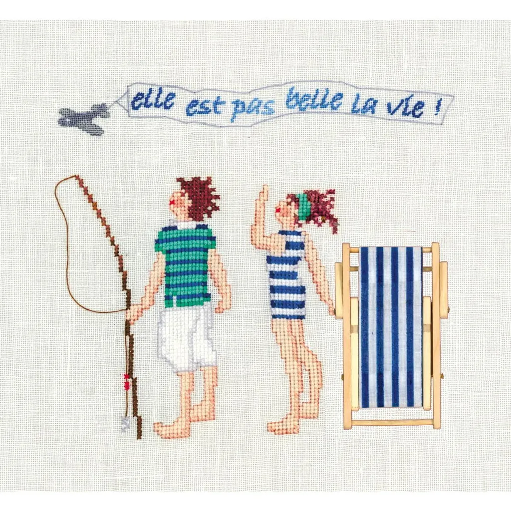Kit point de croix motif à compter Le Bonheur des Dames 16,5x15 cm lin