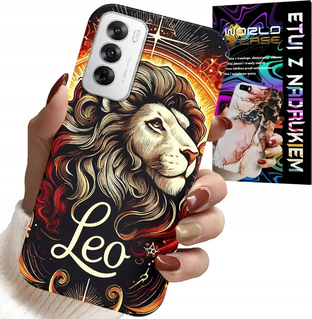 Custodia per Oppo Reno12 5G - Leone, segno zodiacale astronomico, custodia + foglio di alluminio