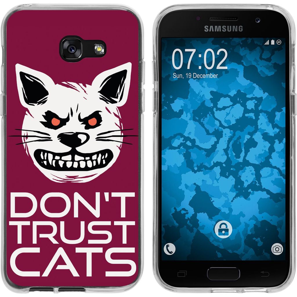 PhoneNatic Case kompatibel mit Samsung Galaxy A7 (2017) Silikon-Hülle Crazy Animals Katze M1