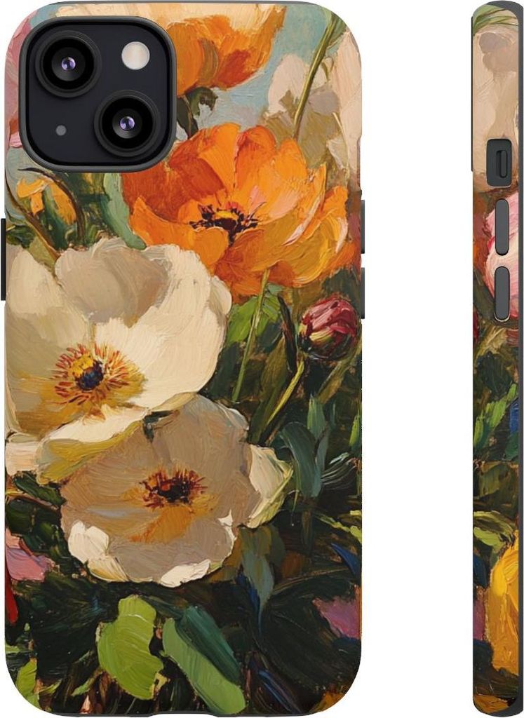 Buntes Blumenstrauß-Ölgemälde – Hülle Kompatibel mit iPhone 13