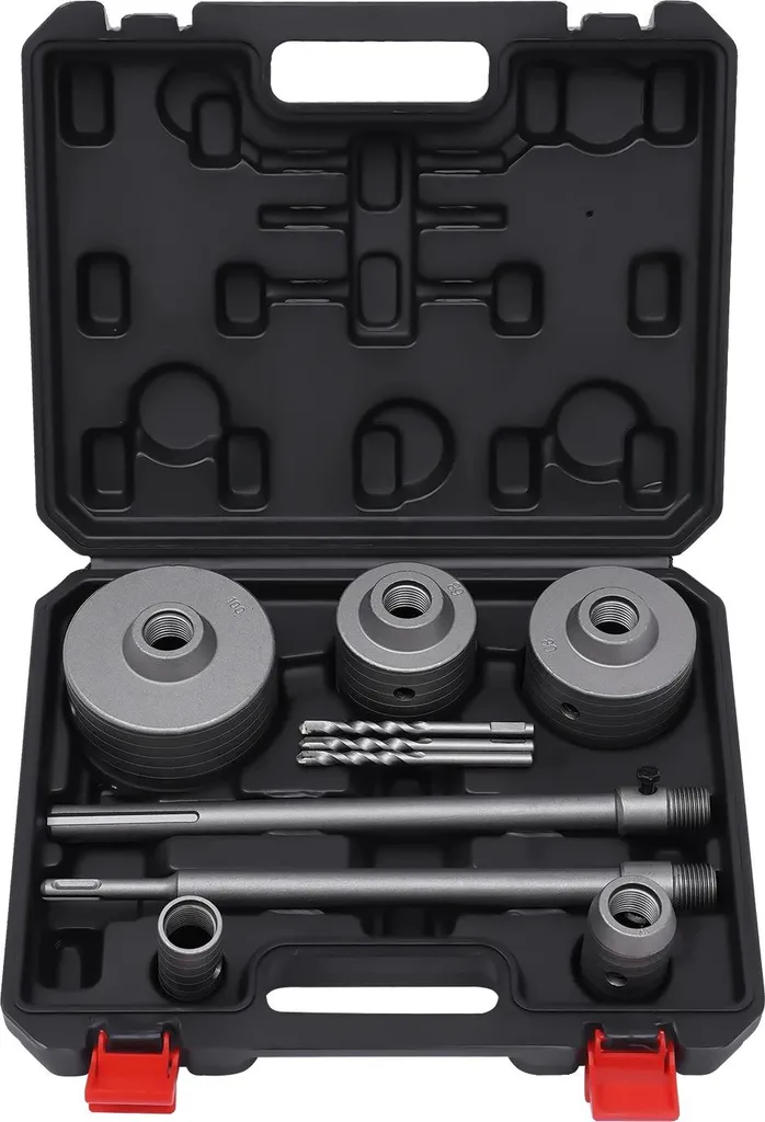 Coffret de trépans béton et brique 9 pièces noir pour perçage mural