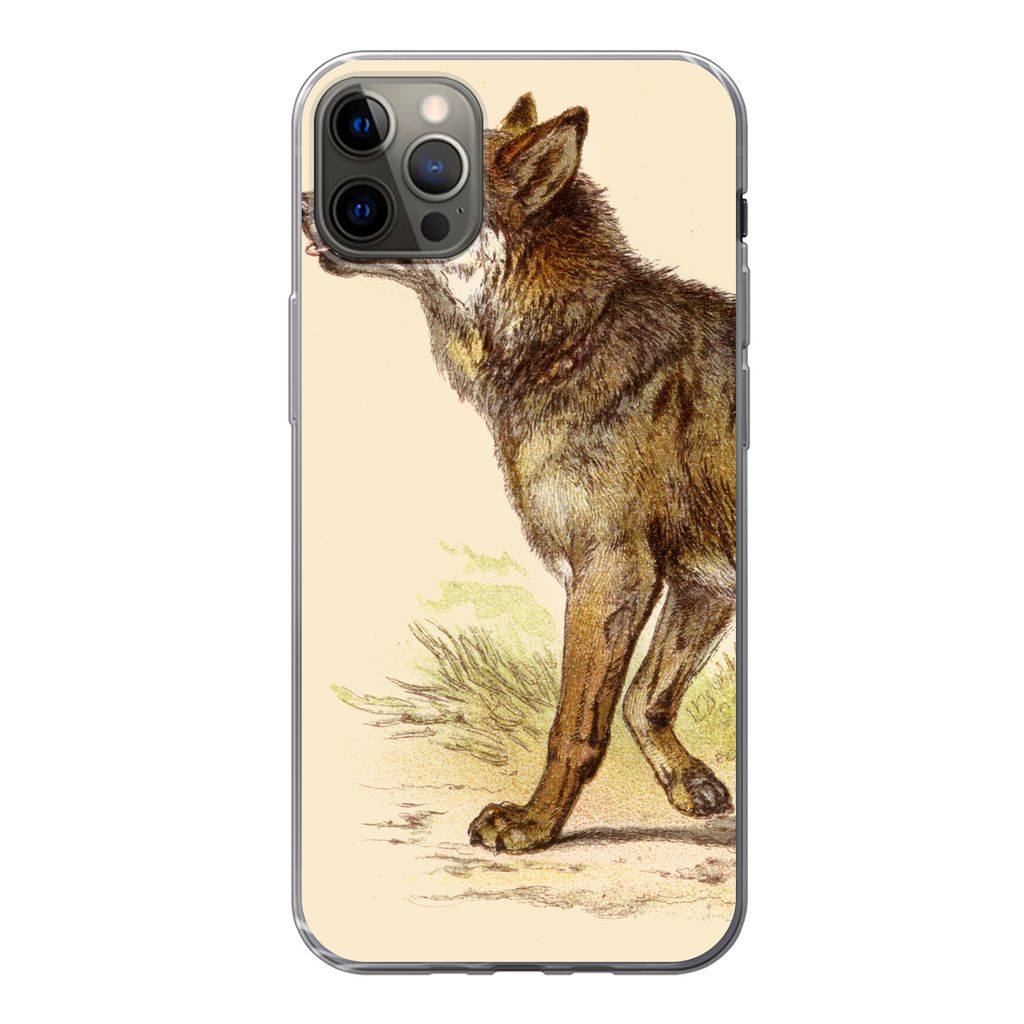 MuchoWow Handyhülle Schutzhülle Hülle für iPhone 12 Pro Max Wolf - Raubtier - Pflanzen Silikon Softcase Handy Hülle - Hartschale