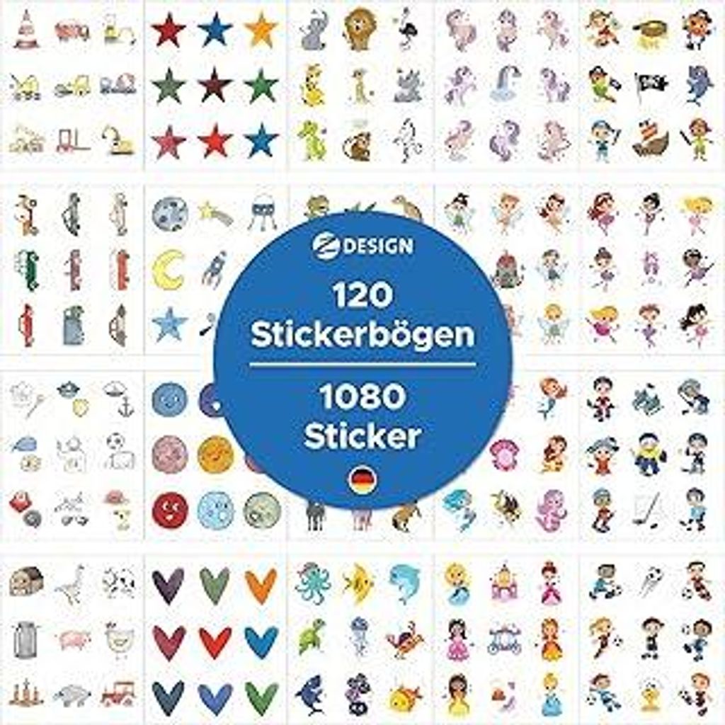 AVERY Zweckform Set Aufkleber für Kinder |1.000+ Sticker ( Germany, 20 verschiedene Themen für Jungen und Mädchen, Kindergeburtstag, Mitgebsel, ...