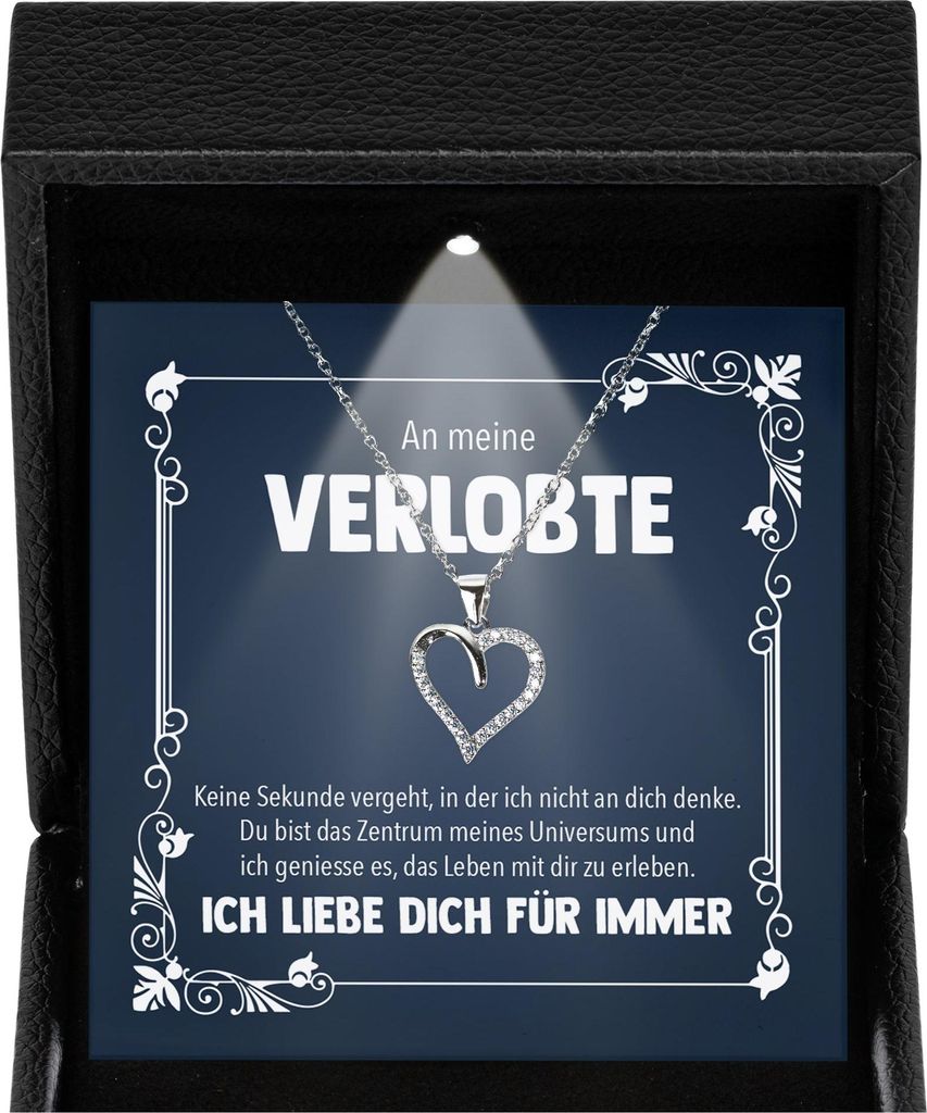 22Feels Verlobte Geschenk Damen Schmuck Heiratsantrag - Silber 925/000 Herz Halskette - Ich Liebe Dich Frauen Bride to be Verlobung Valentinstag We...