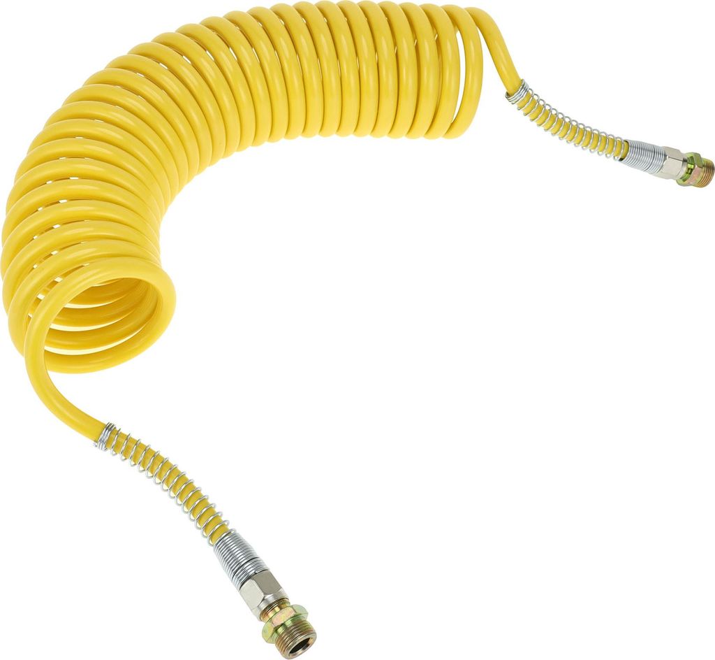 25 Circle Air Brake Hose Oil Cooler Coiled Short Tail Line Brake Coil Cable for Trucks Tractors Assembly with M22x1.5 NPT Fitting Yellow 24.5 Feet