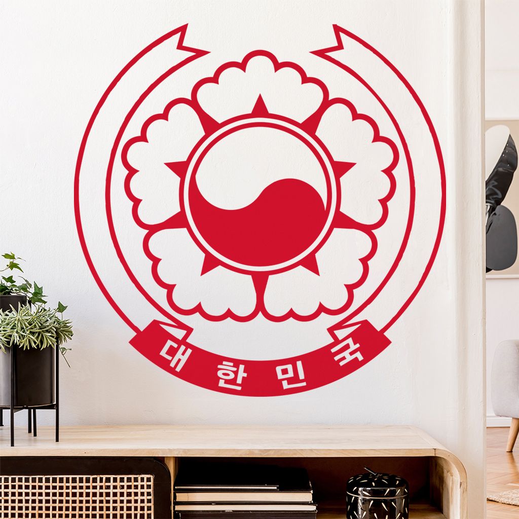 Südkorea Wappen Wandtattoo Wandaufkleber Wall Sticker - Dekoration, Küche, Wohnzimmer, Schlafzimmer, Badezimmer