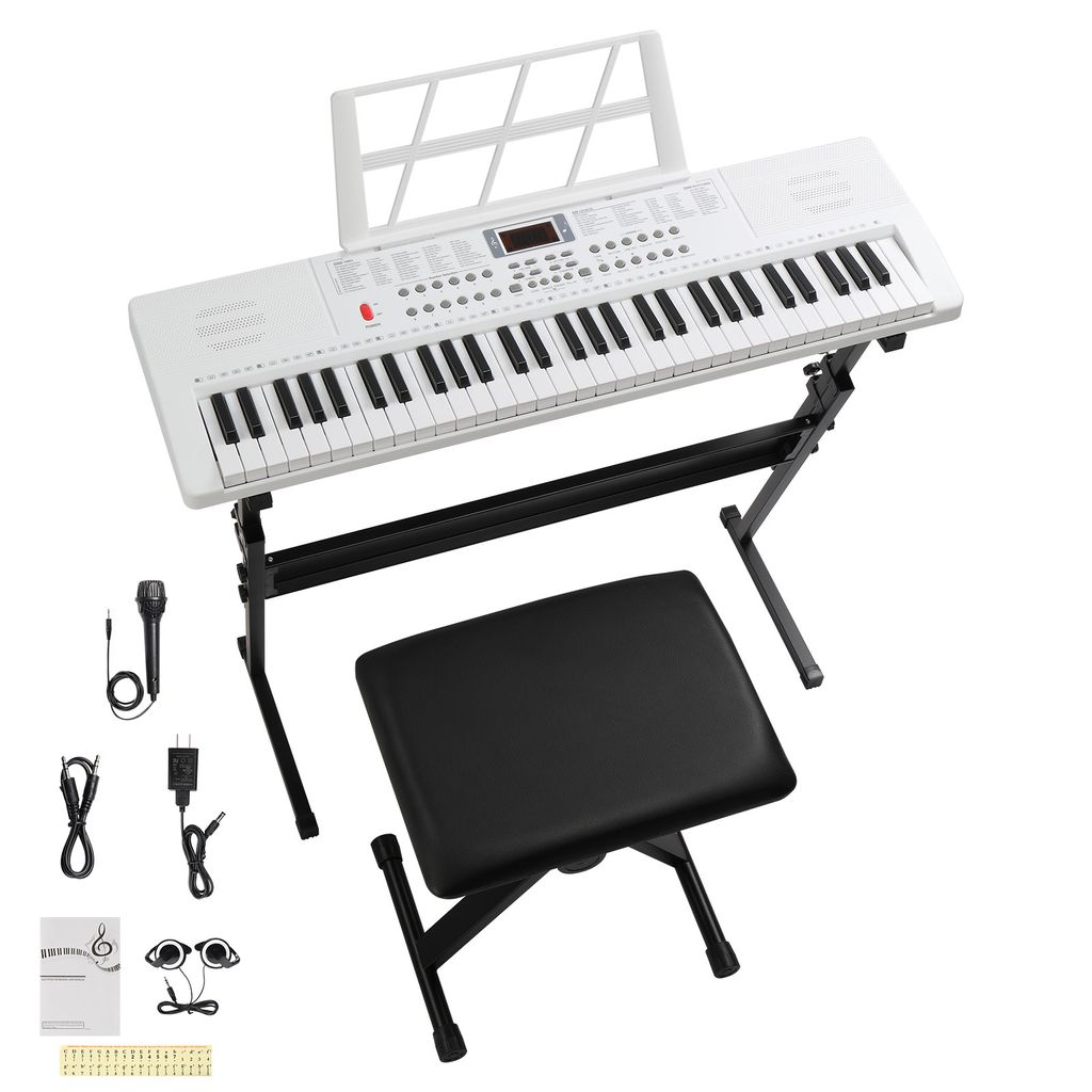 FCH E-Keyboard 61 tasten,Set mit Keyboard, Klavierhocker, Ständer,Elektrische Tastatur mit beleuchteten Tasten,Digitalpiano set,Klavier