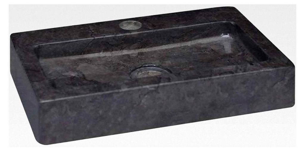 Wandwaschbecken Schwarz 38x24x6,5cm Marmor Klein Handwaschbecken Aufsatzwaschbecken Waschtisch Becken