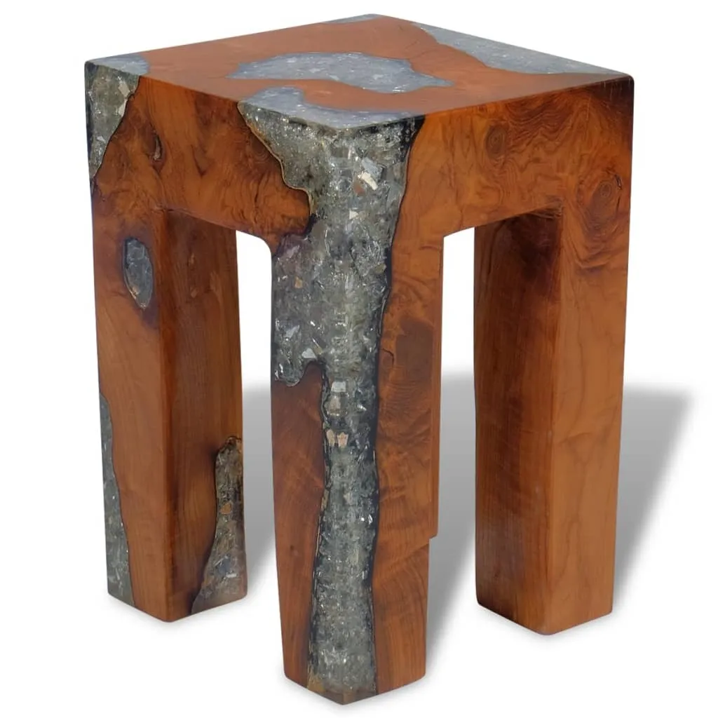 Tabouret d'appoint en teck pour décoration intérieure et petit salon