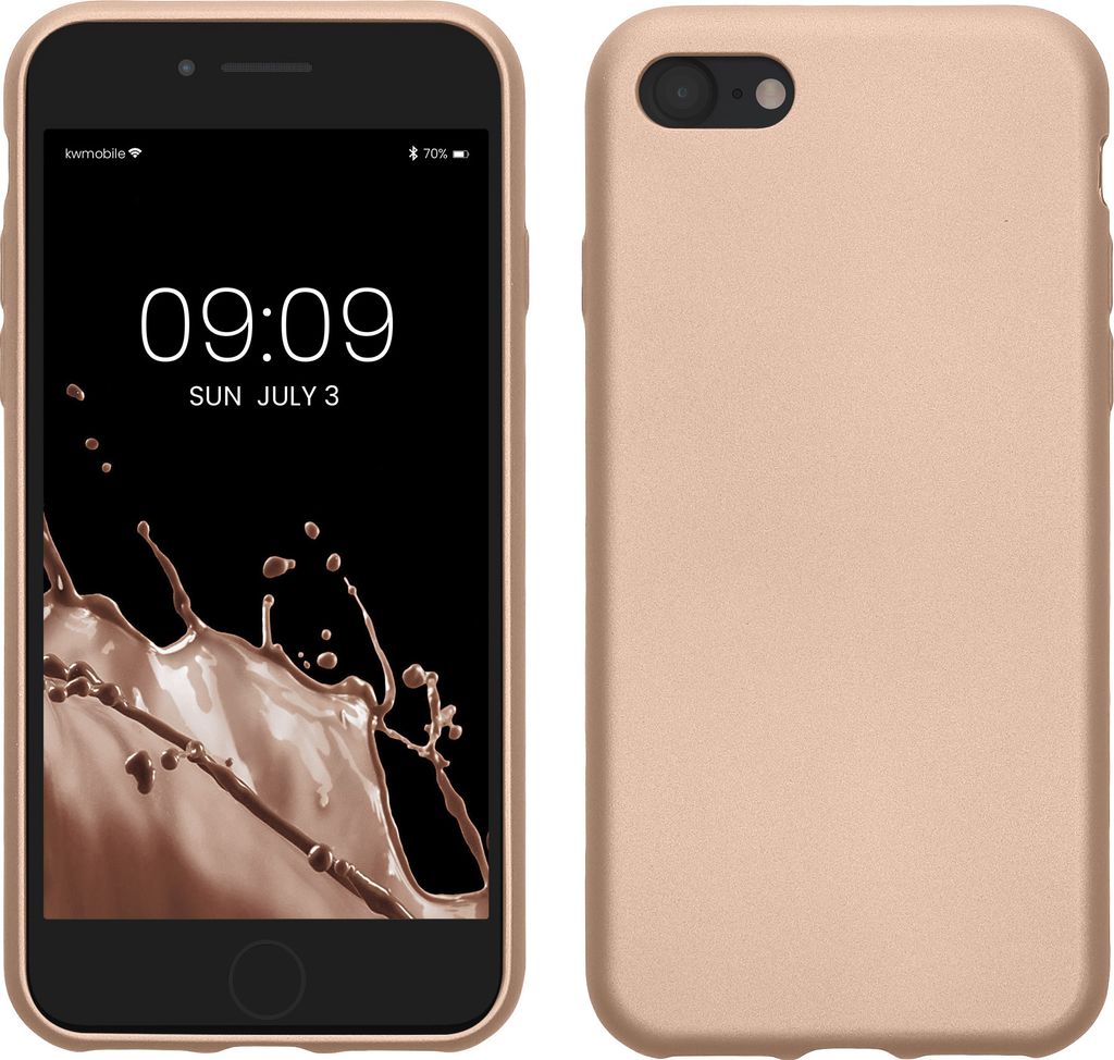 kwmobile Case kompatibel mit Apple iPhone SE (2022) / iPhone SE (2020) / iPhone 8 / iPhone 7 Hülle - Schutzhülle aus Silikon metallisch schimmernd -