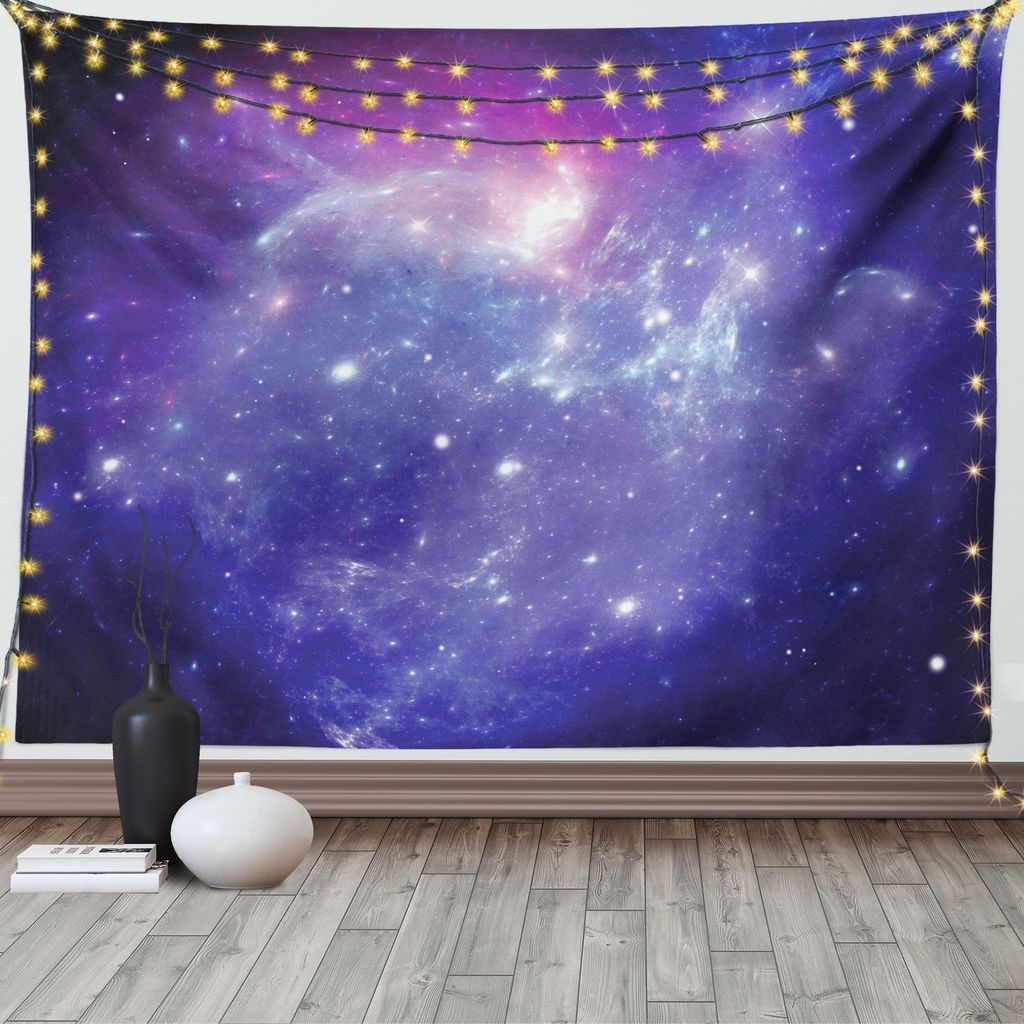 ABAKUHAUS Nebel Wandteppich, Milchstraße Galaxy Sterne, Wohnzimmer Schlafzimmer Heim Seidiges Satin Wandteppich, 200 x 150 cm, Lila