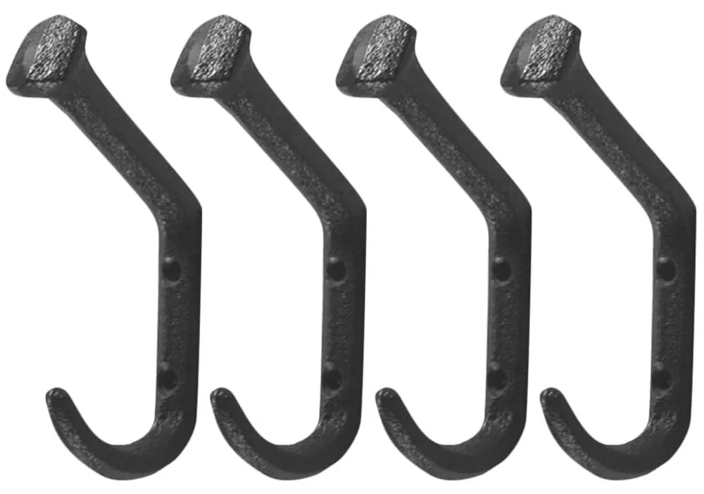 Crochets muraux robustes en fonte au design vintage élégant - 4 unités