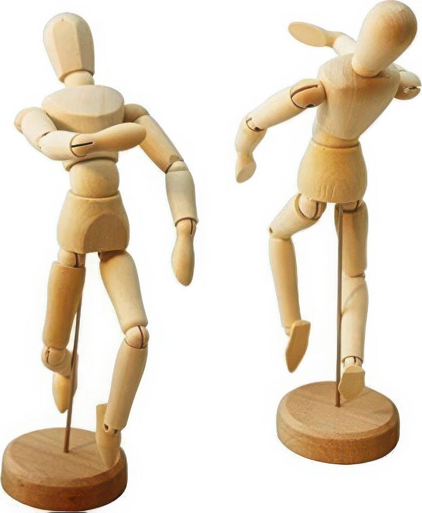 Formbare Holzpuppen (30 cm) – Ein Set aus zwei Puppen, das perfekte Werkzeug für Künstler und eine stilvolle Bürodekoration.