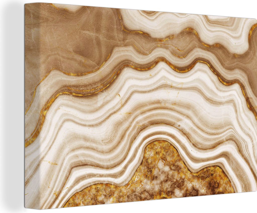 OneMillionCanvasses - Leinwandbilder - 150x100 cm, Glitzer - Gold - Achat - Edelsteine, Wandbilder Kunstdruck Wanddekoration - Foto auf Leinwand ...