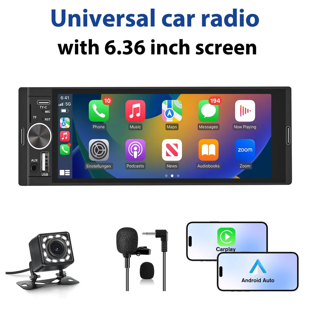 Autoradio 1 DIN Android Auto sans fil écran 6,36" avec USB-C et Bluetooth - 2