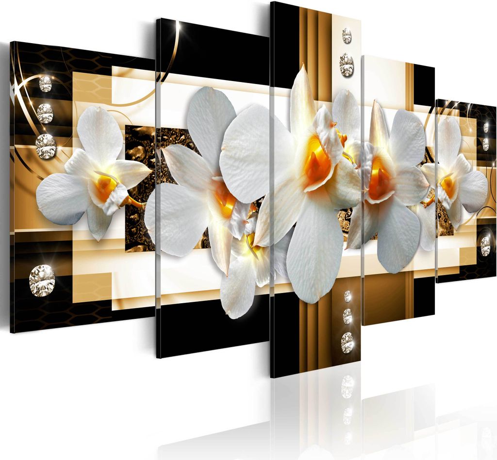 Modernes Wandbild b-A-0099-b-o (100x50) - 5 Teilig Bilder Fotografie auf Vlies Leinwand Foto Bild Dekoration Wand Bilder Kunstdruck ABSTRAKT BLUMEN...