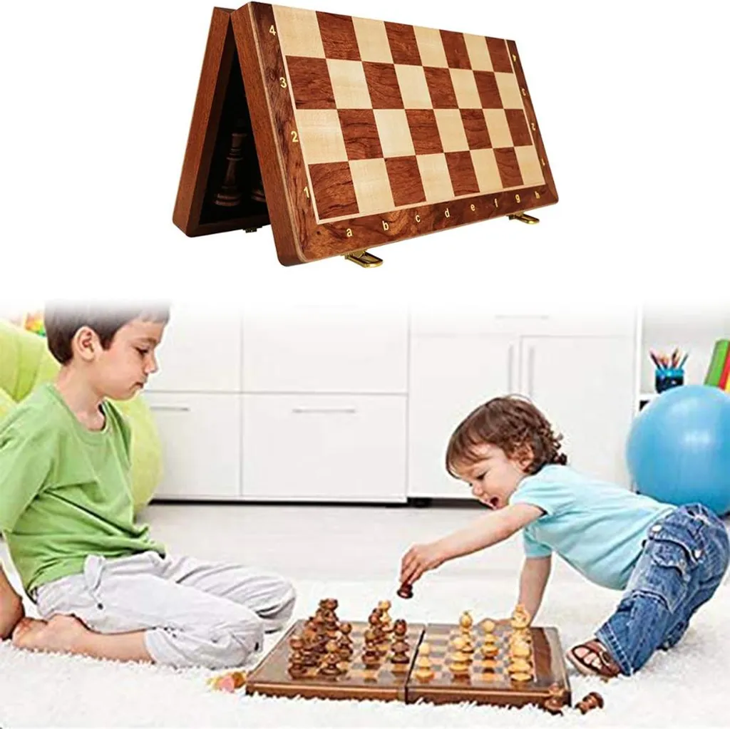 Jeu d'échecs pliable en bois massif - Format portable compact 24cm - 2