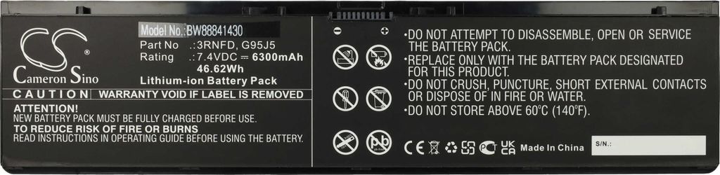 vhbw Akku kompatibel mit Dell Latitude E7440, E7250, E7450 Notebook (6300 mAh, 7,4 V, Li-Ion)