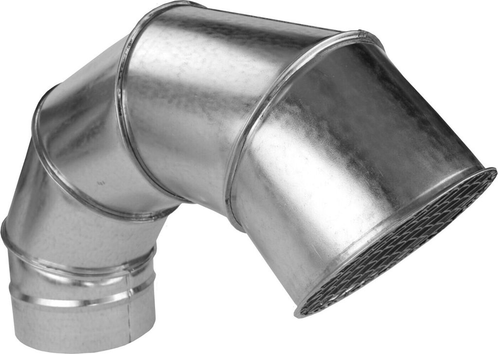 Bogen 135° Wickelfalzrohr Dachauslass Segmentbogen Schmutzgitter Vogelgitter Ø 200 mm