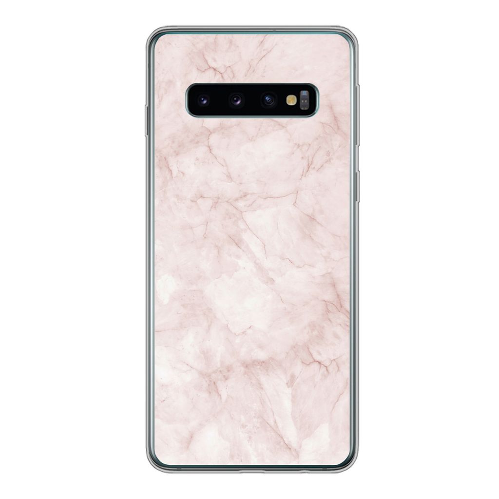 MuchoWow Handyhülle Schutzhülle Hülle für Samsung Galaxy S10 Marmor - Rosa - Schick Silikon Softcase Handy Hülle - Handytasche