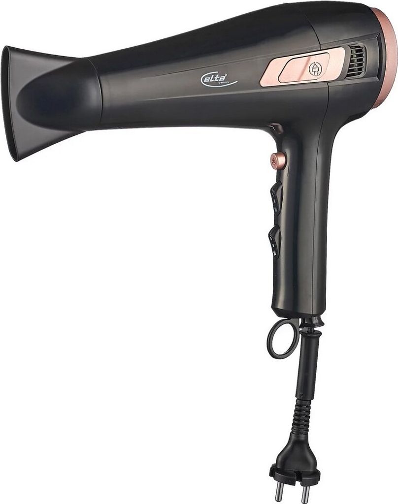 Elta Power Haartrockner mit Kabeleinzug 2000W schwarz gold Produktbild 