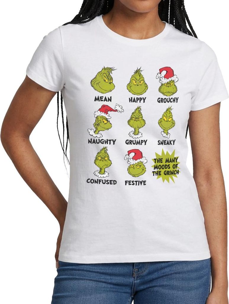Spreadshirt Der Grinch Moods Of The Grinch Stimmungen Frauen T-Shirt, M, Weiß