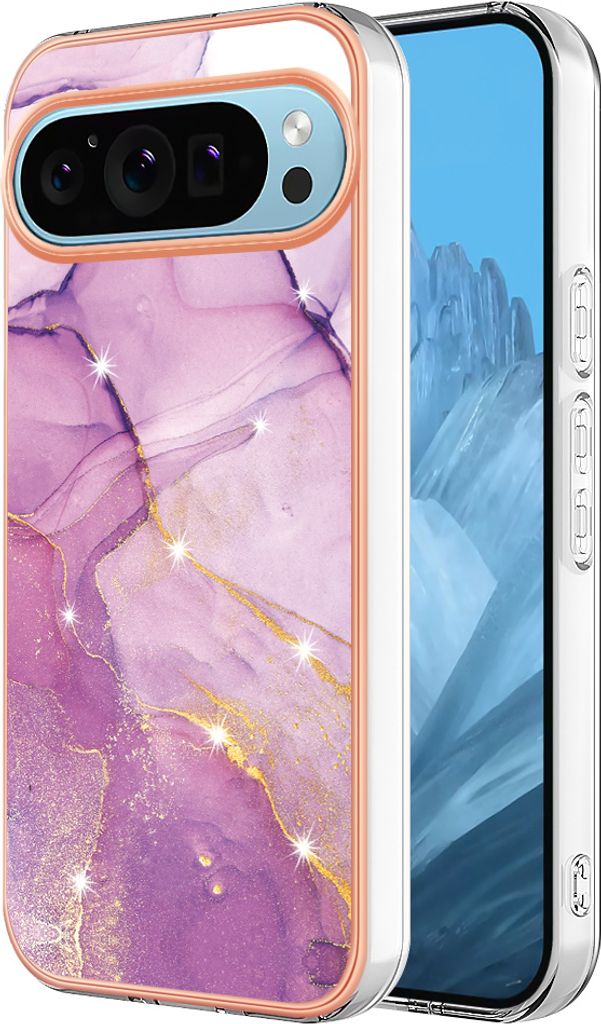 Hülle für Google Pixel 9 Pro XL Muster TPU Silikon Stoßdämpfer Bumper Schutzhülle Pink