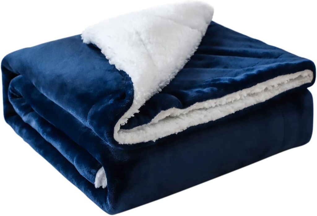 JOTOM Kuscheliger Decke Fluffy Soft Plaid Geschenk Navy 130x160 cm