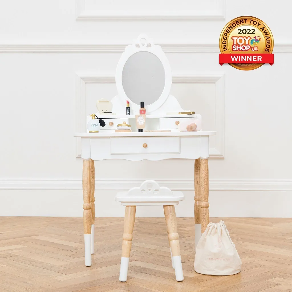 Coiffeuse d'Angle Gain de Place pour Petite Chambre avec Miroir Triptyque